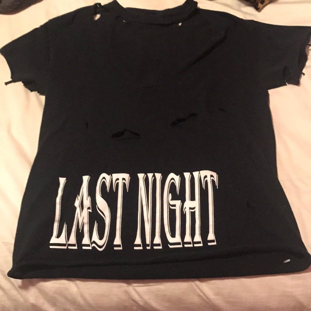 Black Vintage Cut and Distressed Oversized Tee - Picture 4 of 7